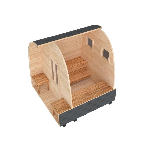 Fasssauna / Gartensauna / Banja / Viking 2,4 m mit Balkon